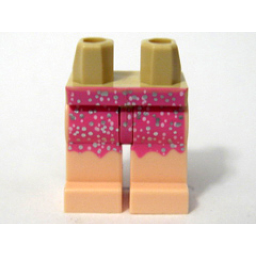 Деталь LEGO 970c90pb03 Hips and Light Nougat Legs with Dark Pink Skirt with Silver Flecks Pattern