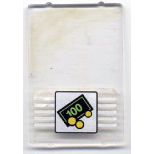 Деталь LEGO 2494pb10 Glass for Window 1 x 4 x 5 with Bank Money 100 Bill and 3 Coins Pattern (Sticker) - Set 1490