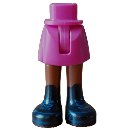 Деталь LEGO 35216ac00pb028 Mini Doll Hips and Skirt with Molded Reddish Brown Legs and Printed Black Boots with Blue Laces and Seams Pattern - Thin Hinge