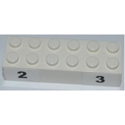 Brick 2 x 6 with Black '2' and '3' Wide Bold Font Pattern (Stickers) - Set 8125