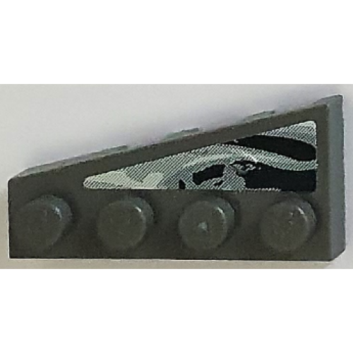 Деталь LEGO 41769pb05 Wedge, Plate 4 x 2 Right with Black and Gray Swirl Pattern (Sticker) - Set 8161