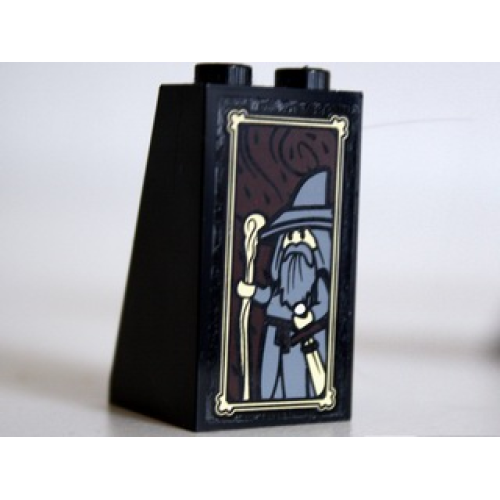 Деталь LEGO 3684cpb004 Slope 75 2 x 2 x 3 - Solid Studs with Portrait of Gandalf the Grey Pattern (Sticker) - Set 10237