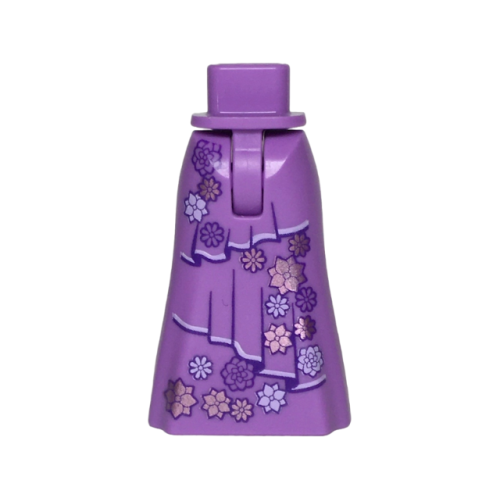 Деталь LEGO 36187c00pb023 Mini Doll Hips and Skirt Full Length with Dark Purple Layers and Metallic Pink and Lavender Flowers Pattern - Thin Hinge