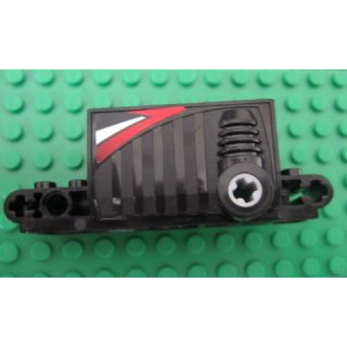 Деталь LEGO 47715c01pb04 Pullback Motor 9 x 4 x 2 2/3 with Red, White and Black Pattern on Both Sides (Stickers) - Set 8381