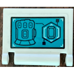 Minifigure, Utensil Book Cover with Infinity Gauntlet and Infinity Stone on Dark Turquoise Screen with Black Outline Pattern (Sticker) - Set 76131