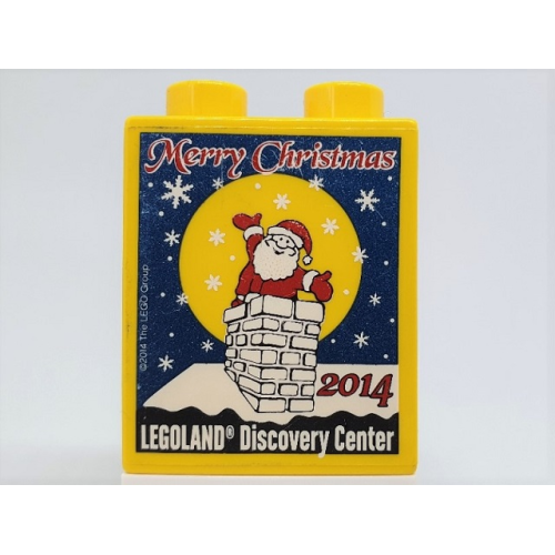 Деталь LEGO 4066pb723 Duplo, Brick 1 x 2 x 2 with LEGOLAND Discovery Center Merry Christmas 2014 Pattern