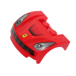 Vehicle, Mudguard 3 x 4 x 1 2/3 Curved Front with Headlights and Black Grille with Car Engine Cover, Ferrari Logo Pattern (Sticker) - Set 40191 Vehicle, Mudguard 3 x 4 x 1 2/3 Curved Front with Headlights and Black Grille with Car Engine Cover, Ferrari Logo Pattern (Sticker) - Set 40191