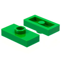 Plate, Modified 1 x 2 with 1 Stud without Groove (Jumper) - Green