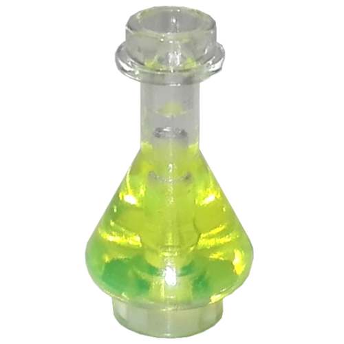 Деталь LEGO 93549pb03 Minifigure, Utensil Bottle, Erlenmeyer Flask with Molded Trans-Neon Green Fluid Pattern