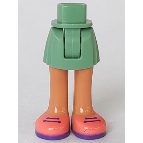 Деталь LEGO 92252c00pb034 Mini Doll Hips and Skirt, Nougat Legs and Coral and Dark Purple Shoes with Laces Pattern - Thick Hinge