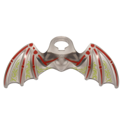 Minifigure Wings Webbed Extended with Neck Bracket with Red Bones and Lime Symbols Pattern