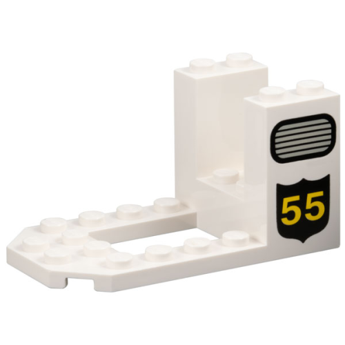 Деталь LEGO 30250px1 Cockpit 7 x 4 x 3 with Grille and Yellow '55' on Black Badge Pattern on Both Sides