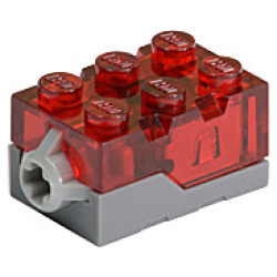 Electric, Light Brick 2 x 3 x 1 1/3 with Trans-Red Top and Red LED Light