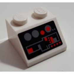 Slope 45 2 x 2 with Dark Bluish Gray and Red Control Panel with Buttons on Black Background Pattern (Sticker) - Set 8129 Slope 45 2 x 2 with Dark Bluish Gray and Red Control Panel with Buttons on Black Background Pattern (Sticker) - Set 8129