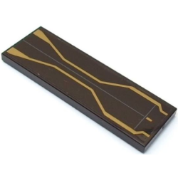 Tile 2 x 6 with Gold Bent Stripes and Light Bluish Gray Lines Pattern (Sticker) - Set 76211