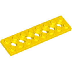 Technic, Plate 2 x 8 with 7 Holes - Yellow