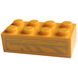Brick 2 x 4 with Gold Lines and Border Pattern on Both Sides (Ark of the Covenant) (Stickers) - Set 77013