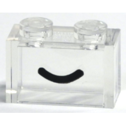 Brick 1 x 2 without Bottom Tube with Black Smile Curved Line Pattern
