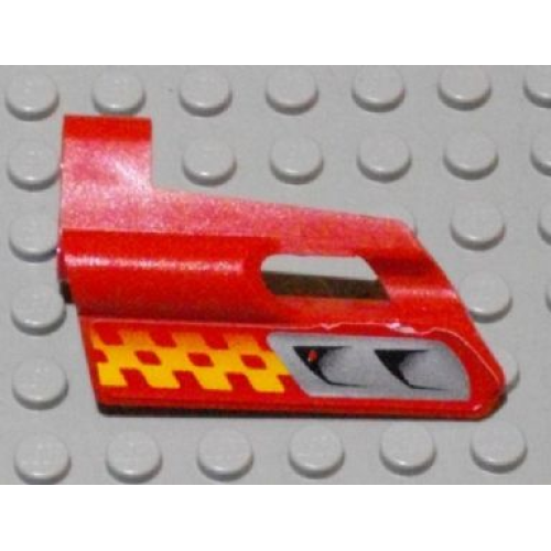 Деталь LEGO 47712pb04 Technic, Panel Fairing #24 Small Short, Small Hole, Side B with Air Vents and Orange Checkered Racing Pattern (Sticker) - Set 8650