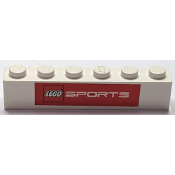 Brick, 1 x 6 with LEGO Sports Logo on Red Background Pattern (Sticker) - Set 3578 Brick, 1 x 6 with LEGO Sports Logo on Red Background Pattern (Sticker) - Set 3578