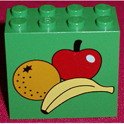 Brick 2 x 4 x 3 with Apple, Banana, and Orange Pattern