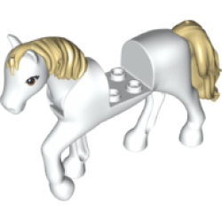 Horse, Friends Style with 2 x 2 Cutout and Movable Neck with Fixed Flexible Rubber Tan Tail and Mane with Reddish Brown Eyes, Black Eyelashes Pattern