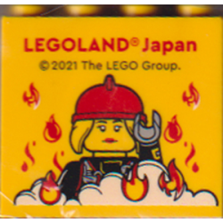 Brick 2 x 4 x 3 with LEGOLAND Japan, Female Firefighter Minifigure, Fire, and Smoke Pattern Brick 2 x 4 x 3 with LEGOLAND Japan, Female Firefighter Minifigure, Fire, and Smoke Pattern
