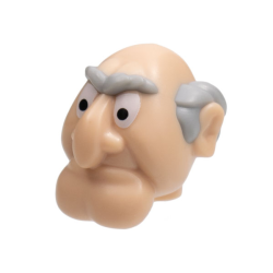 Minifigure, Head, Modified Muppet Statler with Light Bluish Gray Hair and Eyebrows Pattern
