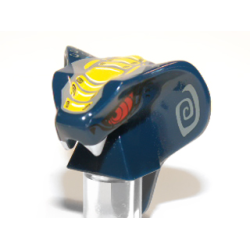 Minifigure, Head, Modified Snake with Fangs, Red Eyes and Yellow and Dark Bluish Gray Scales Pattern (Slithraa)