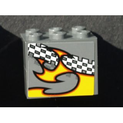 Stickered Assembly 3 x 2 x 2 with Checkered and Flame Pattern Model Right Side (Sticker) - Set 8134 - 2 Brick 2 x 3