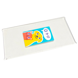 Glass for Window 1 x 4 x 6 with Coral Cat, Yellow Dog, Dark Purple '9-17' and Clock on Medium Azure Background Pattern (Sticker) - Set 41699