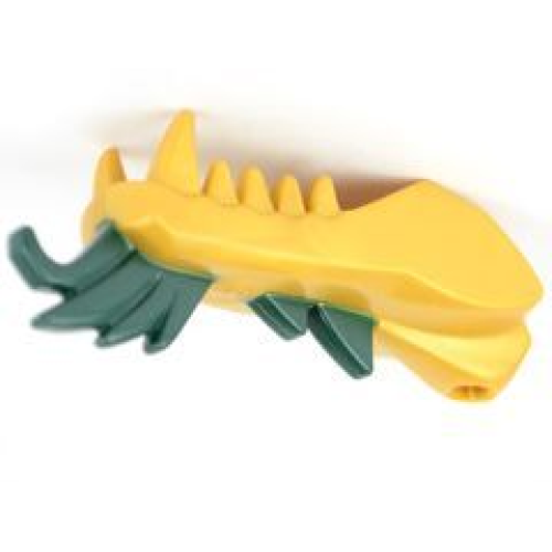 Деталь LEGO 93072pb05 Dragon Head (Ninjago) Jaw Lower with Dark Green Spines Pattern