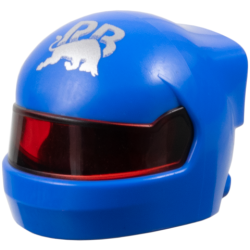 Minifigure, Headgear Helmet Formula 1 with Molded Trans-Red Visor and Printed Racing Bulls Logo Silver 'RB' and Bull Pattern Minifigure, Headgear Helmet Formula 1 with Molded Trans-Red Visor and Printed Racing Bulls Logo Silver 'RB' and Bull Pattern