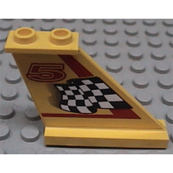 Tail 4 x 1 x 3 with Black and White Checkered Flag, Red Line and Number 5 Pattern Model Right Side (Sticker) - Set 8225