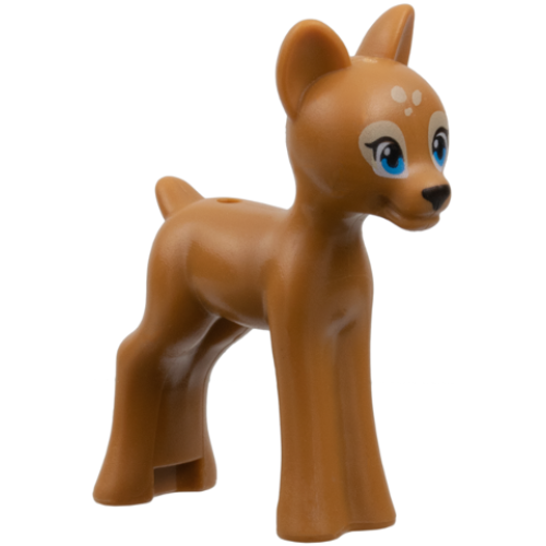 Деталь LEGO 13393pb01 Deer, Friends Style, Baby Fawn with Medium Azure Eyes, Black Eyelashes and Nose, Tan Eye Patches and Spots Pattern