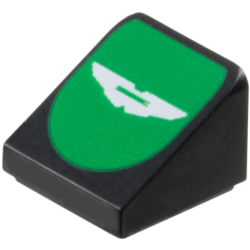 Slope 30 1 x 1 x 2/3 with White Aston Martin Logo on Green Background Pattern