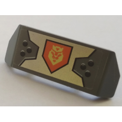 Vehicle, Spoiler with Bar Handle with Silver Armor Plate, Bright Light Yellow King Symbol on Orange Pentagonal Shield Pattern (Sticker) - Set 70327 Vehicle, Spoiler with Bar Handle with Silver Armor Plate, Bright Light Yellow King Symbol on Orange Pentagonal Shield Pattern (Sticker) - Set 70327