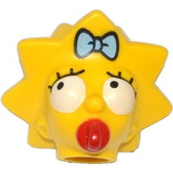 Minifigure, Head, Modified Simpsons Maggie Simpson - Worried Look Pattern