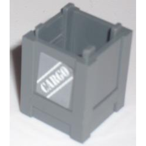 Деталь LEGO 61780pb003 Container, Box 2 x 2 x 2 - Top Opening with White 'CARGO' Pattern on Opposite Sides (Stickers) - Set 7739