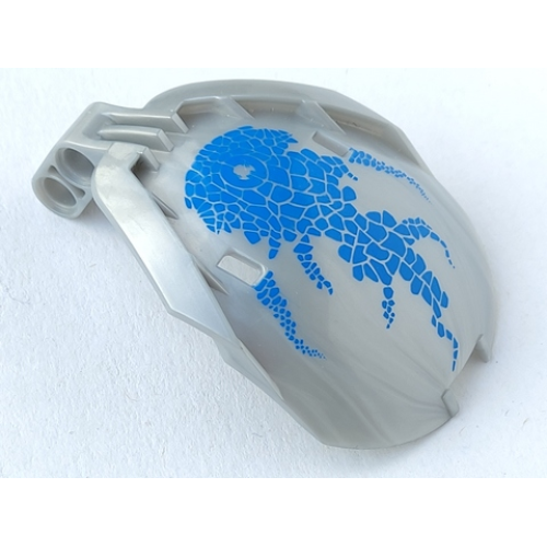 Деталь LEGO 41671pb02 Bionicle Bohrok Windscreen 4 x 5 x 7 with Blue Scales and Gahlok-Kal Logo Pattern