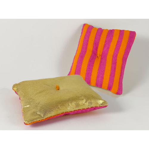 Деталь LEGO 44619 Belville Cloth Pillow 6 x 7 with Gold on One Side and Magenta and Orange Stripes on Other Side Pattern