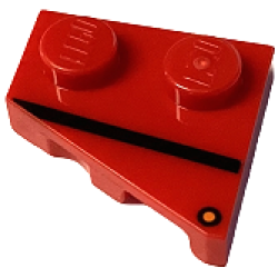 Wedge, Plate 2 x 2 Left with Black Stripe and Orange Dot (Direction Indicator) Pattern Wedge, Plate 2 x 2 Left with Black Stripe and Orange Dot (Direction Indicator) Pattern