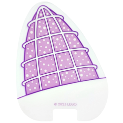 Plastic Part for Set 10788 - Medium Lavender Cat Ear with Dark Purple Outline, White Base, Mesh and Dots Pattern