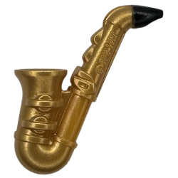 Minifigure, Utensil Musical Instrument, Saxophone with Black Mouthpiece Pattern