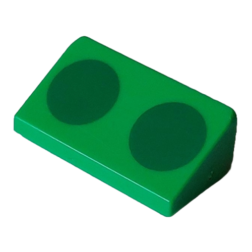 Деталь LEGO 85984pb453 Slope 30 1 x 2 x 2/3 with 2 Green Circles Pattern (Super Mario Para-Biddybud Spots)