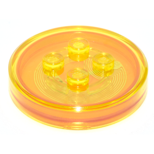 Деталь LEGO 18602c02 Dimensions Toy Tag 4 x 4 x 2/3 with 4 Studs and Trans-Orange Bottom (Generic for Gadgets)