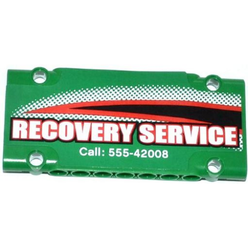 Деталь LEGO 64782pb002R Technic, Panel Plate 5 x 11 x 1 with 'RECOVERY SERVICE' and 'Call: 555-42008' Pattern Model Right Side (Sticker) - Set 42008