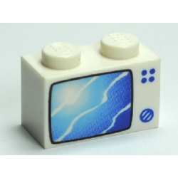 Brick 1 x 2 with Blue TV Screen Pattern