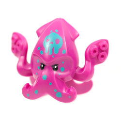 Minifigure, Head, Modified Squid with 4 Tentacles, Dark Turquoise Spots and Skull Tattoo Pattern