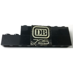 Stickered Assembly 8 x 1 x 2 with White 'DB 725' Pattern Model Right Side (Sticker) - Set 725-2 - 1 Brick 1 x 6, 1 Brick 1 x 8